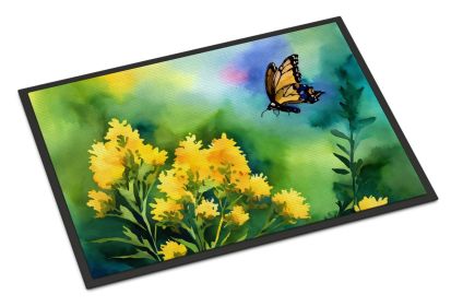 NEW Kentucky Goldenrod in Watercolor Doormat Front Door Mat Indoor Outdoor Rugs for Entryway, Non Slip Washable Low Pile, 18H X 27W