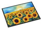 NEW Kansas Sunflowers in Watercolor Doormat Front Door Mat Indoor Outdoor Rugs for Entryway, Non Slip Washable Low Pile, 18H X 27W