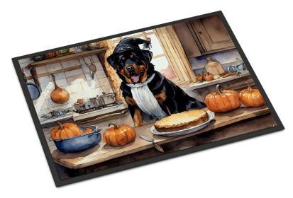 NEW Rottweiler Fall Kitchen Pumpkins Doormat Front Door Mat Indoor Outdoor Rugs for Entryway, Non Slip Washable Low Pile, 18H X 27W