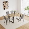 MDF Wood Colour Dining Table and Modern Dining Chairs Set of 4, Mid Century Wooden Kitchen Table Set, Metal Base & Legs, Dining Room Table and Linen