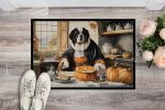 NEW Saint Bernard Fall Kitchen Pumpkins Doormat Front Door Mat Indoor Outdoor Rugs for Entryway, Non Slip Washable Low Pile, 18H X 27W