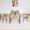 MDF Wood Colour Dining Table and Modern Dining Chairs Set of 4, Mid Century Wooden Kitchen Table Set, Metal Base & Legs, Dining Room Table and Linen