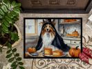 NEW Sheltie Fall Kitchen Pumpkins Doormat Front Door Mat Indoor Outdoor Rugs for Entryway, Non Slip Washable Low Pile, 18H X 27W