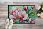 NEW Louisiana Magnolias in Watercolor Doormat Front Door Mat Indoor Outdoor Rugs for Entryway, Non Slip Washable Low Pile, 18H X 27W