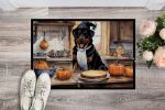 NEW Rottweiler Fall Kitchen Pumpkins Doormat Front Door Mat Indoor Outdoor Rugs for Entryway, Non Slip Washable Low Pile, 18H X 27W