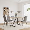 MDF Wood Colour Dining Table and Modern Dining Chairs Set of 4, Mid Century Wooden Kitchen Table Set, Metal Base & Legs, Dining Room Table and Linen