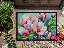 NEW Louisiana Magnolias in Watercolor Doormat Front Door Mat Indoor Outdoor Rugs for Entryway, Non Slip Washable Low Pile, 18H X 27W