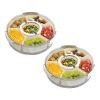 2Pcs Size Options Divided Serving Tray with Lid and Handle 360Â° Rotatable Snack Box Container with 6 Dividers Clear Portable Snack Platters for Fruit