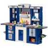 Kids Kitchen Playset, 3-in-1 Toddler Kitchen with Simulated Spray, Sounds and Lights, Play Kitchen Set with 74 PCS Cooking Accessory Set for Toddlers